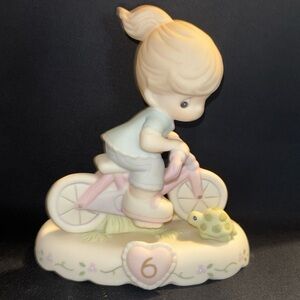 Precious Moments Growing in Grace Age 6 Girl on Bicycle Figurine